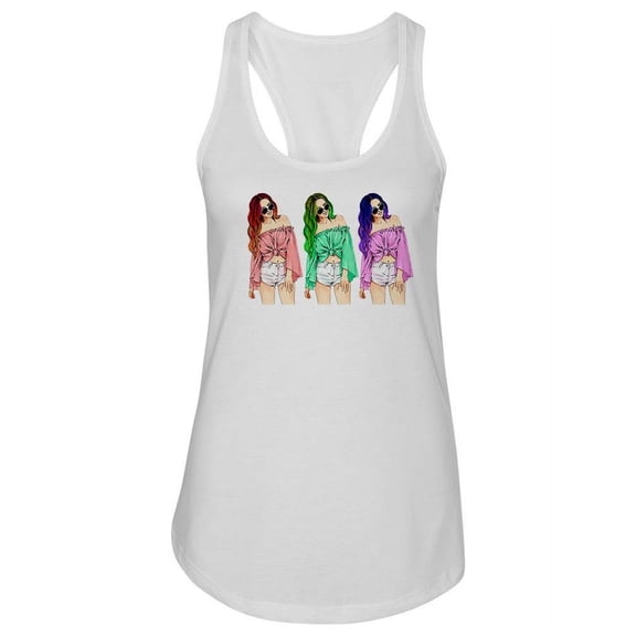 Girls With Colorful Hair Design Tank Women -Image by Shutterstock, Female x-Large