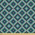 thumbnail image 2 of Ambesonne Nordic Fabric by the Yard Upholstery, Fair Isle Style Ethnic, 5 Yards, Pale Blue Navy Blue, 2 of 5