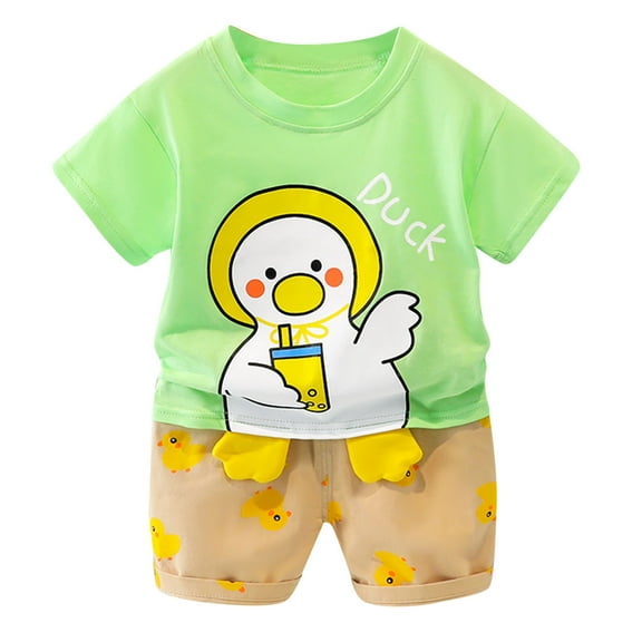 Zanarzt Toddler Boy Clothes Kids Summer Outfits Boys Outfit 2Pcs Set Summer Beach Shirt Top Shorts for Kids Green,6-12 Months