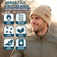 thumbnail image 4 of EINSKEY Knit Cuffed Lined Beanie, 2-Pack Skull Cap Beanie Stocking Hats For Men Women Fall Winter - Black Beige, 4 of 8