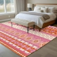 thumbnail image 4 of Pink Orange Boho Area Rugs 5'x8', Washable Small Throw Rugs for Classroom Bedroom, Vintage Ethnic Tribe Abstract Art Indoor Outdoor Rug Non-Slip Low Pile Carpet Runner Reversible Floor Mats, 4 of 8