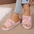 thumbnail image 6 of Slippers for Women Memory Foam House Womens Slipper Slides Home Bedroom Bathroom Spa Open Toe Corduroy Cute Bow Slippers Cozy Comfortable Pink, 6 of 9
