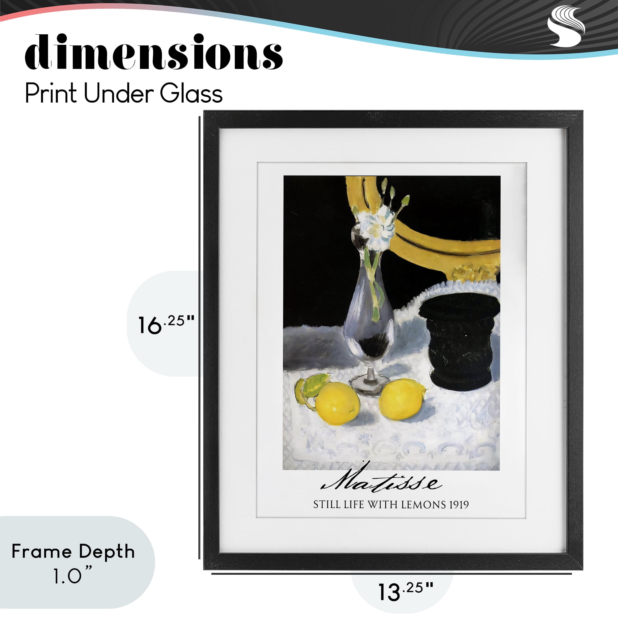 Stupell Industries Matisse Still Life Lemons Black Framed Print Under Glass, design by Vintage Hustle