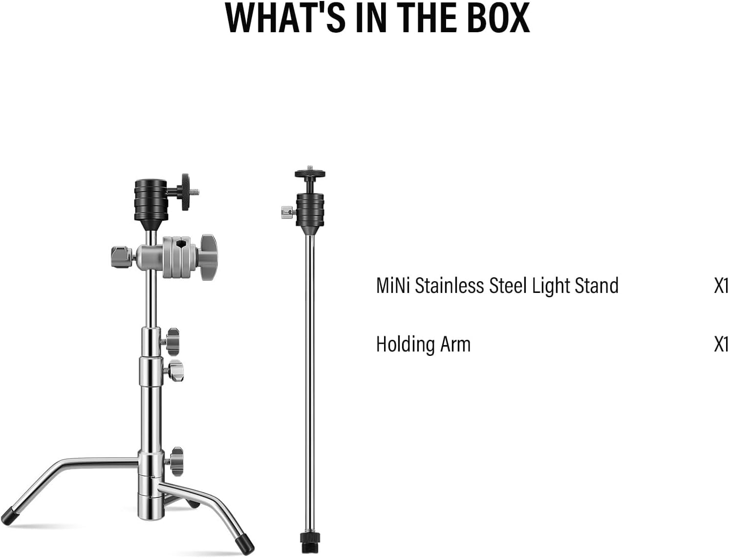 20 Inch  C-Stand All-Metal Adjustable Mic Stand with 13 Inch  Arm Grip  for Camera Smartphone Lights Shock Mount