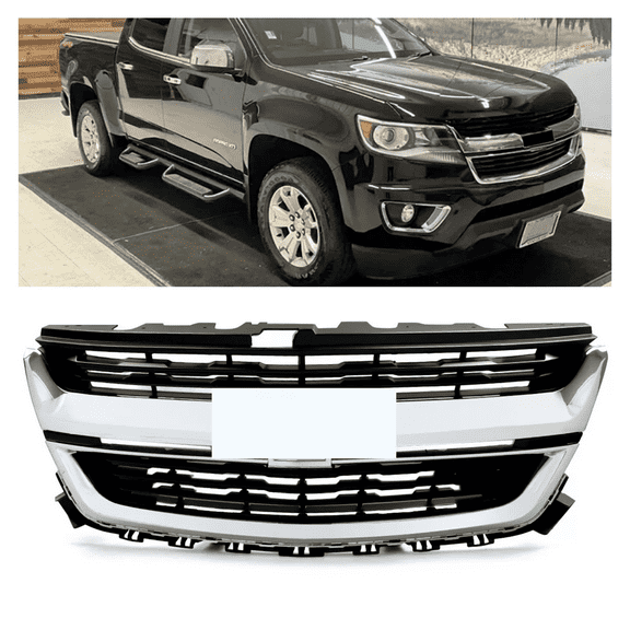 WaiRitoday Front Upper Grille Grill W/Chrome Trim Compatible with 2015-2020 Chevrolet Colorado