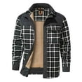 thumbnail image 4 of BLTIBY 2025 Mens Flannel Fleece Shirt Jacket Fall Winter Plaid Printed Thicked Long Sleeve Coat Button Down Thick Outwear with Pockets Gray S, 4 of 5