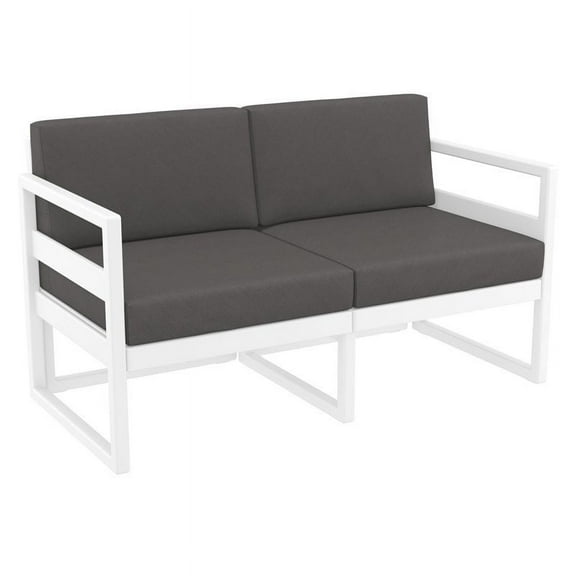 Mykonos Patio Loveseat White with Acrylic Fabric Charcoal Cushions