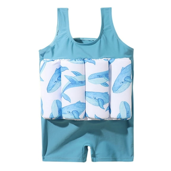 Uccdo Little Boys Girls Rashguards One-Piece Swimsuits Kids Cartoon Buoyancy Bathing Suit, 2-6 Years