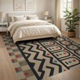 thumbnail image 3 of ODIKA 8'x10' Beige Multi-Color Geometric Design Washable Area Rug Dynamic Patterns with Indigo and Sage Accents for Dining Room, Large Office, Lounge, Non-Slip Chair-Friendly Mat, 3 of 7