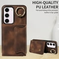 thumbnail image 3 of SaniMore for Samsung Galaxy S23 (6.1" 2023) Case, PU Leather Skin Shockproof Bumper Flip Purse RFID Blocking Metal Ring Stand Shell, Card Holder Cash Pocket Anti-drop Cover, Brown, 3 of 16