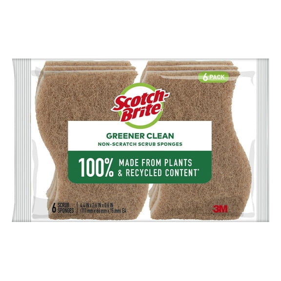 Scotch-Brite Greener Clean Non-Scratch Scrub Sponges, 6 Scrubbing Sponges