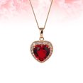 thumbnail image 2 of Collar sencillo con forma de corazón para mujer, con microincrustaciones de circonita roja grande, adorno personalizado para el cuello (dorado), 2 of 7