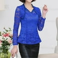 thumbnail image 3 of OKBOP Going Out Tops for Women,Casual Long Sleeve Lace Shirt Crocheted Elegant Lace Red Blouses for Women Fall Sweatshirt, 3 of 9