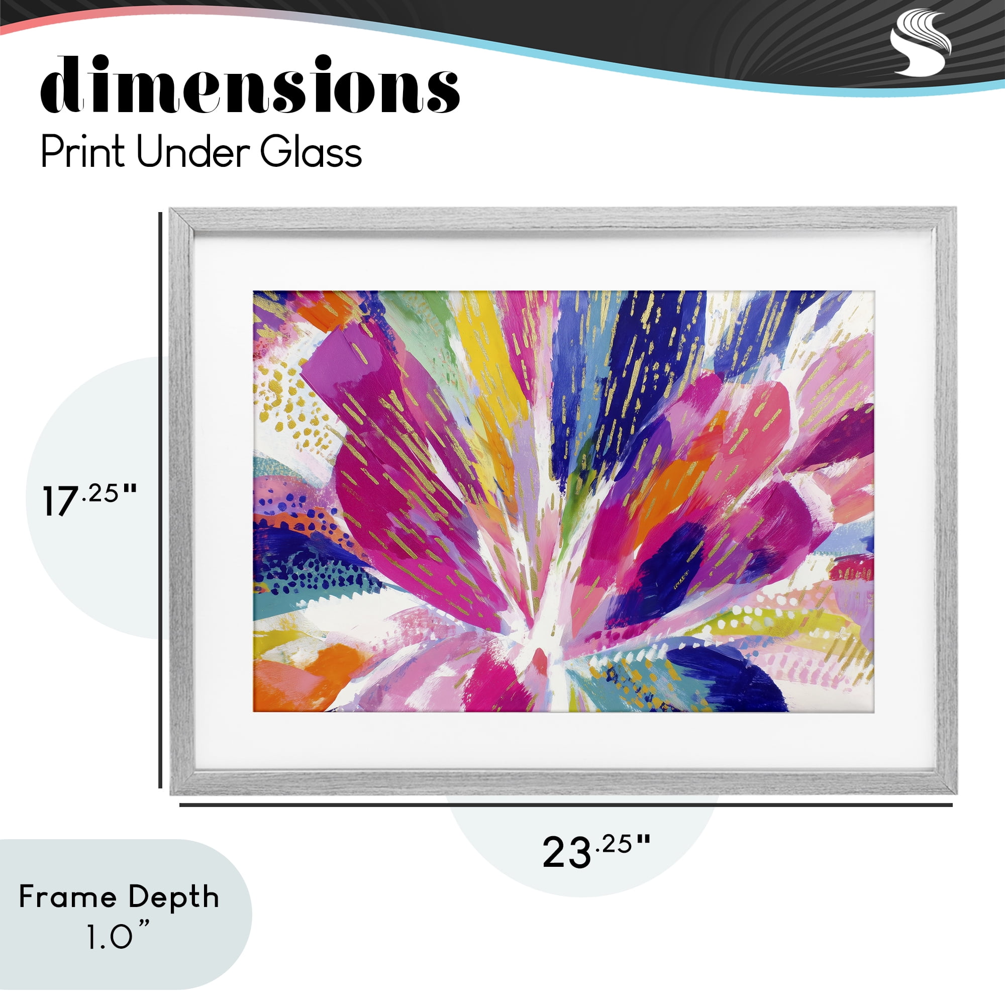 Stupell Industries Flower Burst in Vibrant Tones Gray Framed Print Under Glass, design by Chromatic Storm Studio