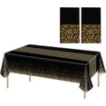 thumbnail image 1 of 2Pcs Plastic Tablecloths, Polka Dot Tablecloth, Tablecloths for Rectangle Tables, Stain Proof Party Tablecloths, Table Covers, Table Cloths, Wedding/Christmas/Party/Birthday Table Covers, Black and Gold, 1 of 5