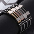 thumbnail image 4 of HEVIRGO Unique Men Titanium Steel Hand Chain Handmade Bracelet Bangle Club Jewelry Gift, 4 of 10