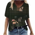 thumbnail image 1 of Birdeem T-Shirt à Col en V pour Femmes, Mode Décontractée, Grande Taille, Imprimé de Fleurs Pittoresques, 1 of 1