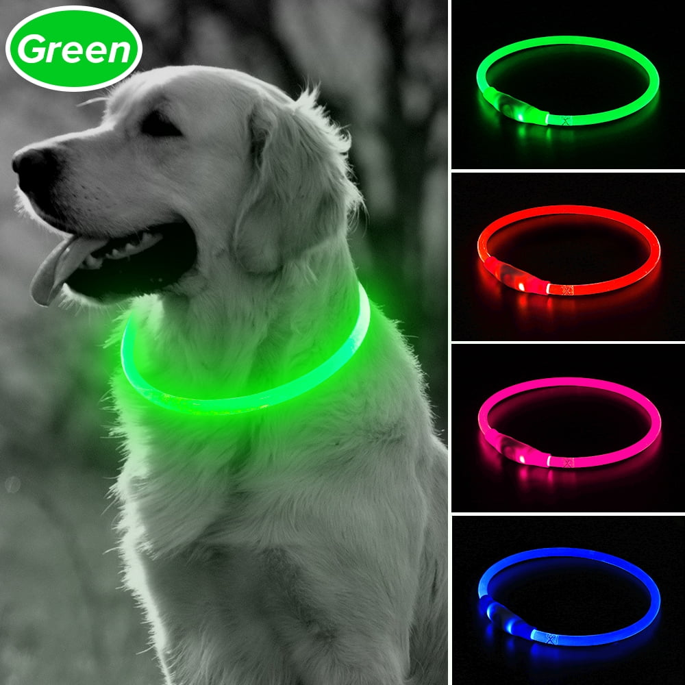 Bseen Light up LED Dog Collar TPU Cuttable Glowing Puppy Cat Collar