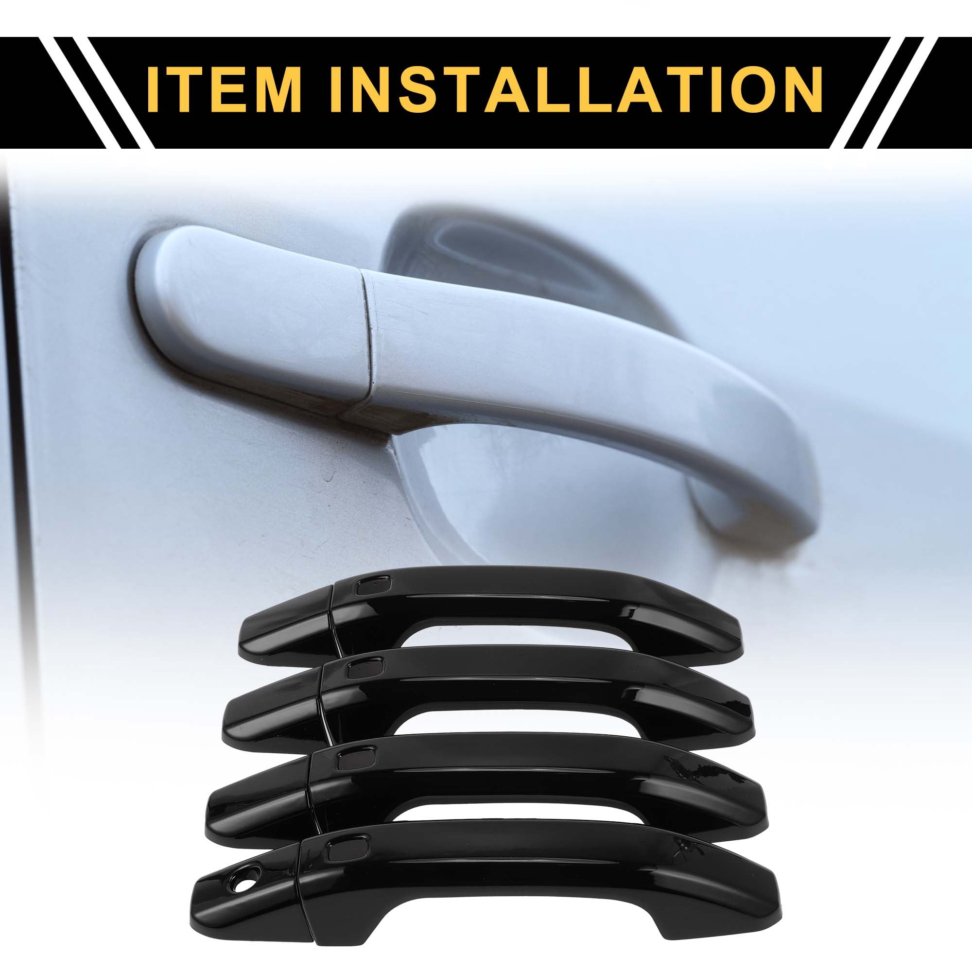 Unique Bargains Handle Cover for Chevrolet Silverado 1500 2014-2024 with 4 Keypad Black