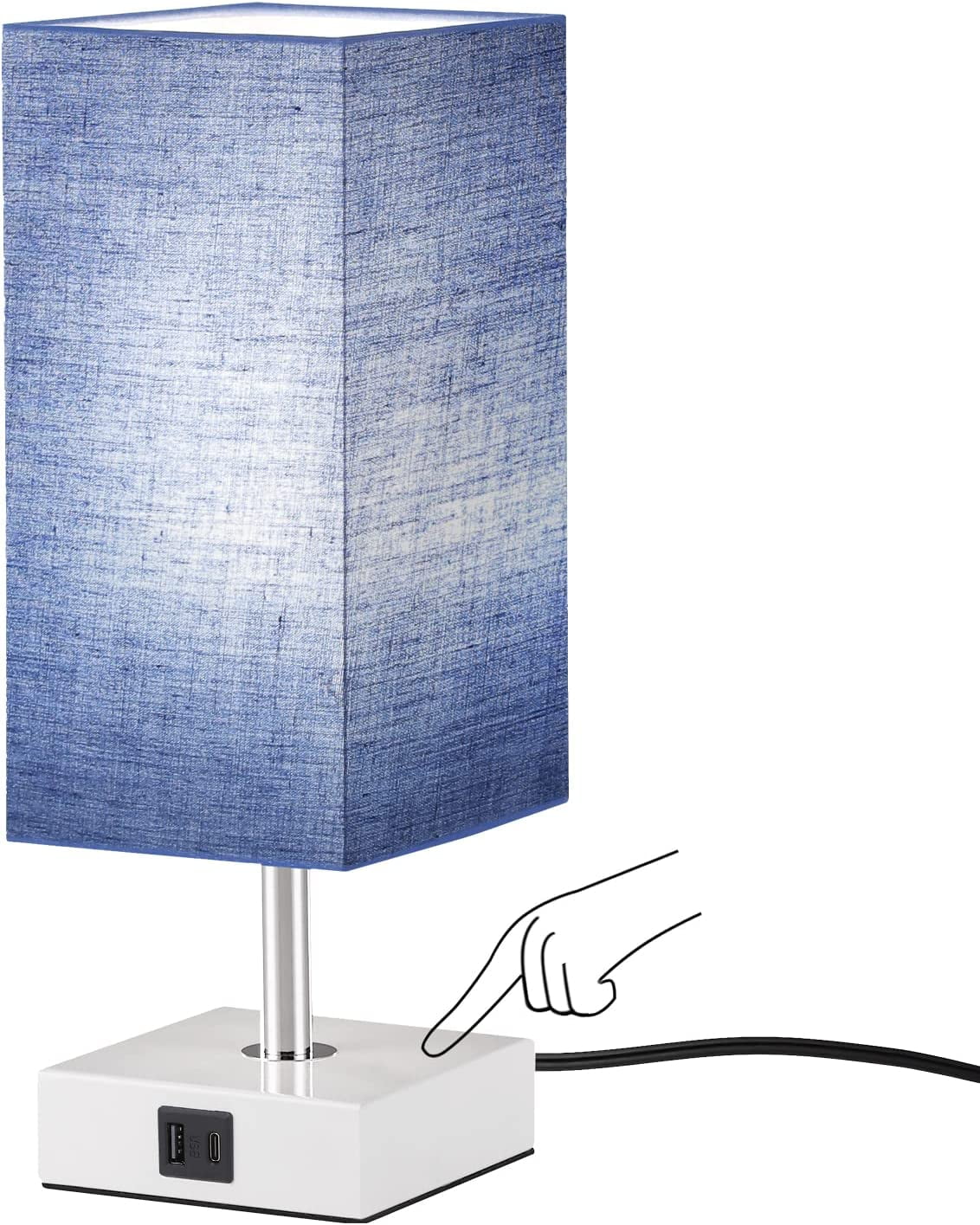 Touch Besides Blue Table Lamp with USB 3 Way Touch Lamps Beside Desk