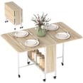 thumbnail image 1 of HOMCOM Mobile Folding Dining Table Extendable Kitchen Table Storage Shelf, 1 of 10