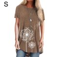 thumbnail image 2 of Qarigey Mujer Impreso Cuello Manga Corta Túnica Camisa Prendas para la parte del cuerpo Café S Qarigey AP001768-11, 2 of 5