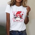 thumbnail image 2 of FUNUONY Chemises à Manches Courtes pour Femmes 2025 Saint-Valentin Couleur Unie Col Rond Manches Courtes Imprimé T-Shirt T-Shirts pour Femmes Chemises pour Femmes Blanc 3TG, 2 of 4