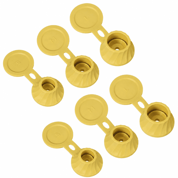 Bottle Emptying Caps Kit, Inverted Leak-Proof Flip-Top Caps for Shampoo and Lotion, 3 Sizes, 6 Pcs, Yellow