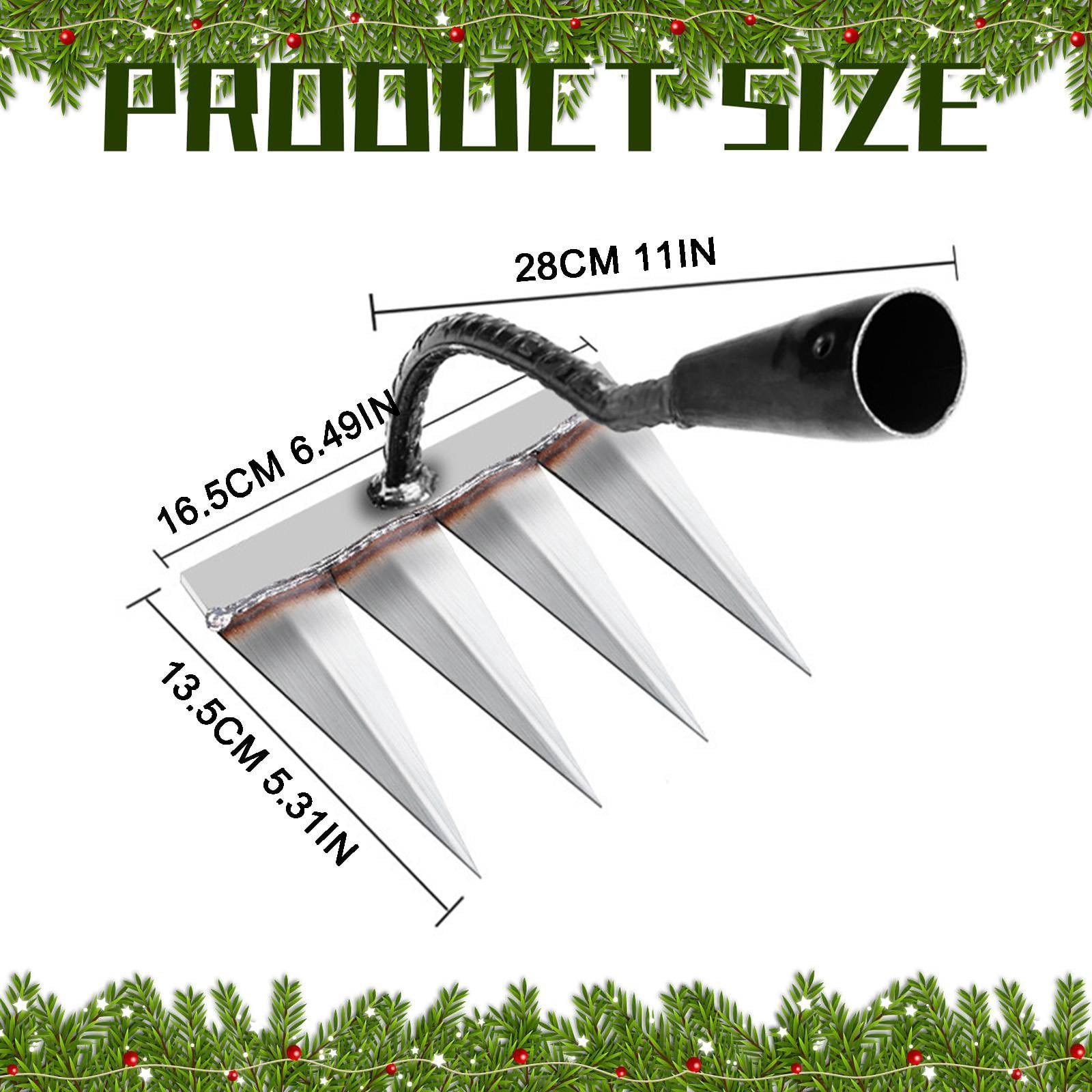 AUDeals Heavy Duty Iron Rake for Gardening and Weeding, Dethatching Lawn Tool for Backyard Soil Loosening, Available in Four Size Options for Yard Work