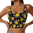 thumbnail image 3 of Goofa Daisies Flowers Printed Sports Bras for Women, High Impact Running Bra Workout Crop Tank Tops Longline Sports Bra Push up-, 3 of 9