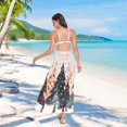 thumbnail image 7 of FORMRS Womens Long Sarong Beach Wrap Semi-Sheer Bikini Skirt Bathing Swimsuit Cover Up, Beige Christmas Trees, 7 of 7