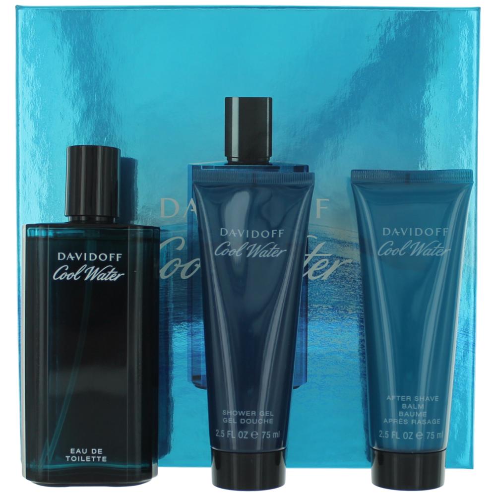 Cool Water Cologne by Davidoff, 3 Piece Gift Set for Men
