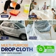 thumbnail image 2 of Ecotez 6 Pack 12 x 9 ft Extra Large Painter's Drop Cloth - Light & Durable Dust Cover - Clear Plastic Sheet - Paint Drop Cloth - Plastic Floor Protector, 2 of 7
