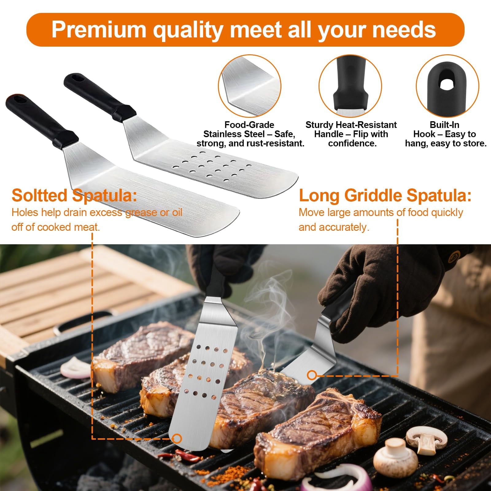 42pcs Griddle Accessories Kit For Blackstone And Camp Chef  Professional Flat Top Grill Tools Set With Enlarged Spatulas Basting Cover Scraper Carry Bag Complete Outdoor Bbq Grilling