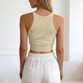 thumbnail image 4 of xfsWaSs Workout Tank Tops For Women Sleeveless Ribbed Knit Camisole Tank Top High Neck Cropped Basic T-Shirts Casual Summer Tops Tunic Basic Tees, 4 of 5