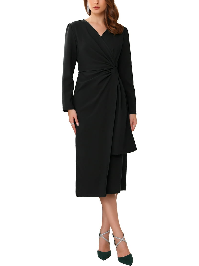 white christmas dresses Black Anniversary Belted Wrap Dress main image 1