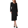 thumbnail image 2 of INSPIRE CHIC Women's Cocktail Dress Wrap Ruched V Neck Long Sleeve Elegant Formal Sheath Dresses M Black, 2 of 4