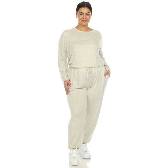 White Mark Ensemble de Pyjama de Détente pour Femmes 2 Pcs, Doux, Chandail à Manches Longues et Pantalon Jogger