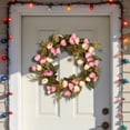 thumbnail image 6 of 12 Inch Artificial Peony Flower Wreath Silk Spring Wreath for The Front Door, Wall Hanging Window Wedding Party Decoration,Wildflower Wreath Spring and Summer Artificial Flower and Wreath(Purple), 6 of 9
