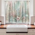 thumbnail image 2 of Floral Art Kitchen Curtains, Minty Aura Romance Flowers with Autumn Leaves Oriental Lace Details Print, Window Drapes 2 Panel Set for Kitchen Cafe Decor, 55" x 36", Almond Green Grey Yellow, 2 of 3