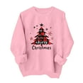 thumbnail image 4 of Cadancy Merry Christmas Sweatshirts for Women Plaid Xmas Tree Funny Print Pullover Tops Loose Crew Neck Long Sleeve Holiday Shirts Winter Vacation Party Outfits 2025, 4 of 5