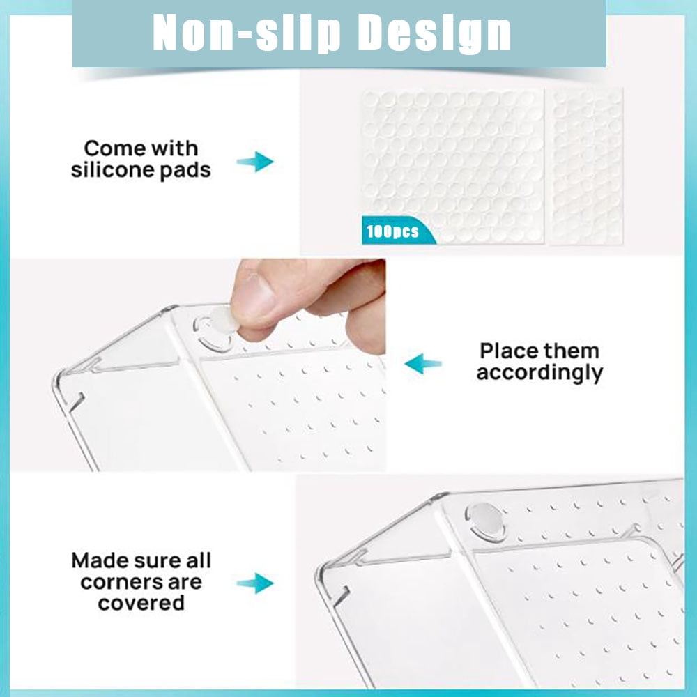 26 PCS Drawer Organizer Bins, 4 Size Clear Plastic Stackable Vanity Drawer Organizer and Storage, Non-Slip Storage Bins for Makeup, Kitchen, Bathroom