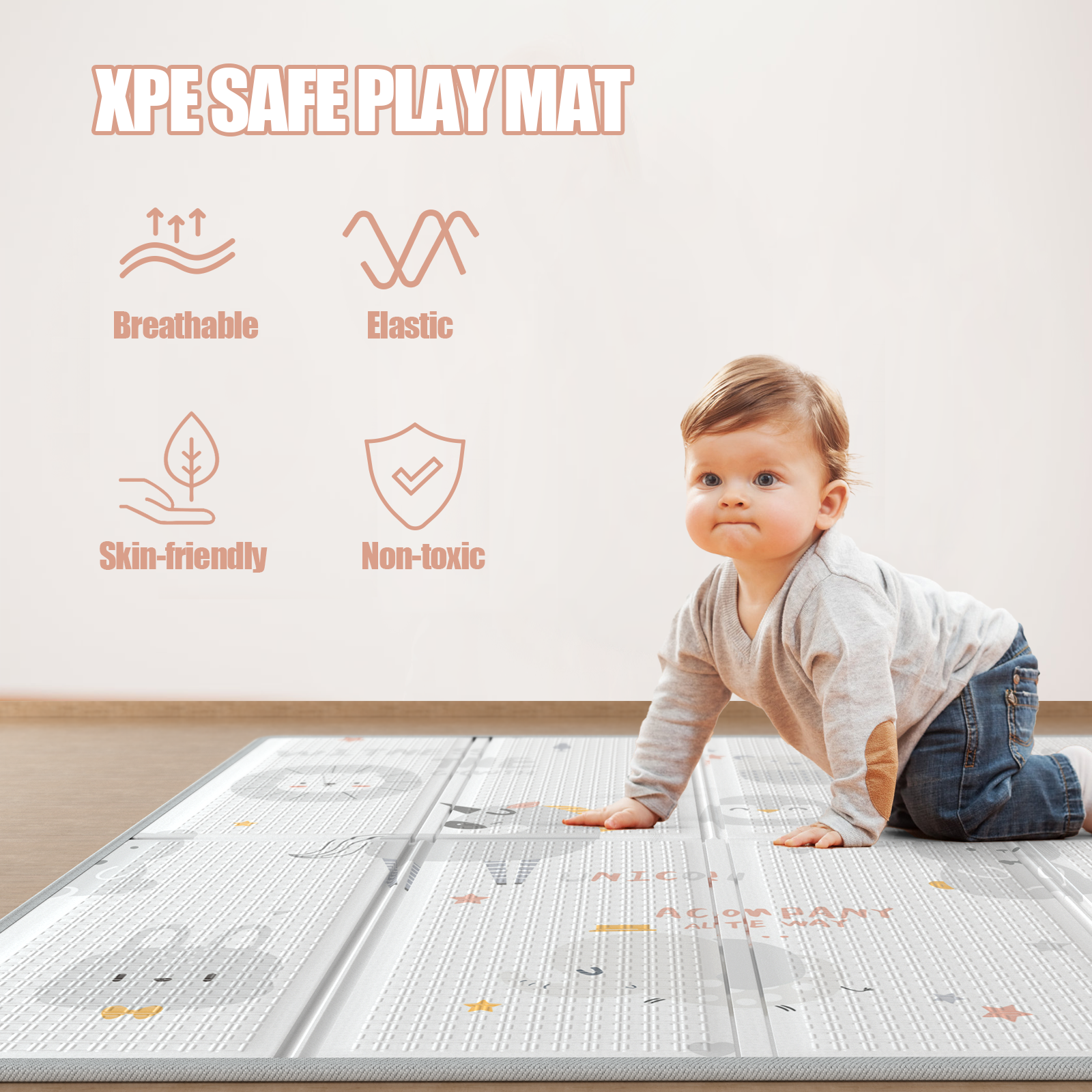 Pkinoicy Unicorns Play Mat, 59"x71" Foldable & Reversable Large Play Mat, Non-Toxic Foam Play Mat for Babies and Toddlers