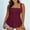01 Wine, variant on Fewfanhot Tops for Women Trendy Summer Square Neck Tie Shoulder Sleeveless Babydoll Peplum Blouse Tank Top