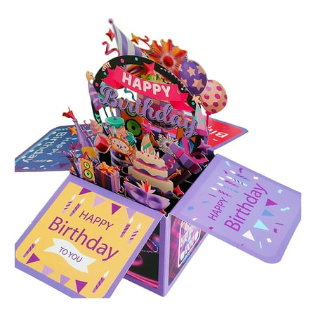 Pebbuoy 3D Greeting Card Handcrafted Happy Birthday Card Adult Kids Handmade Celebration Card Foldable Celebration Card