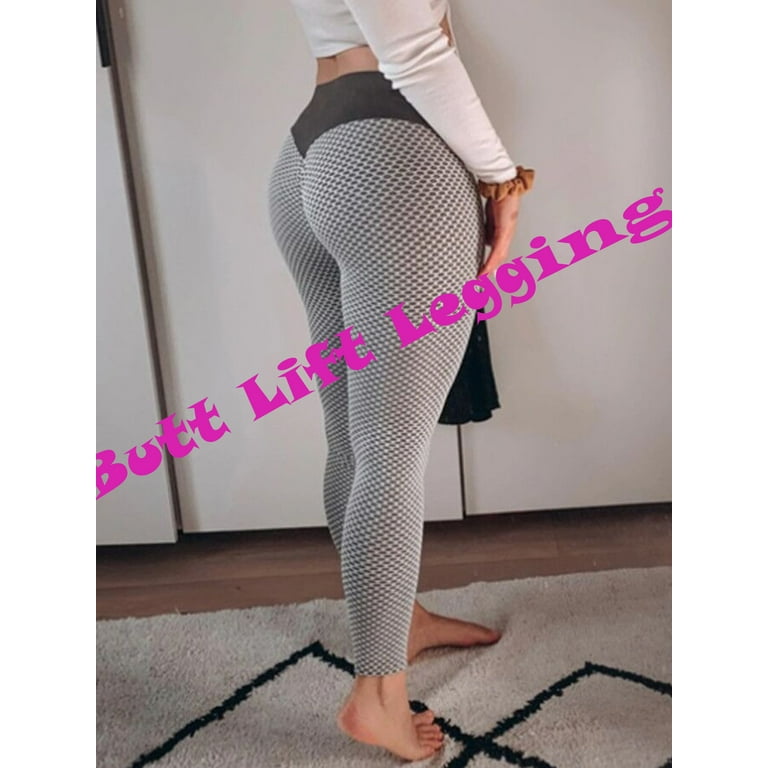 Women's High Waist Yoga Pants Tummy Control Workout Ruched Butt Lifting  Stretchy Leggings Textured Booty Tights
