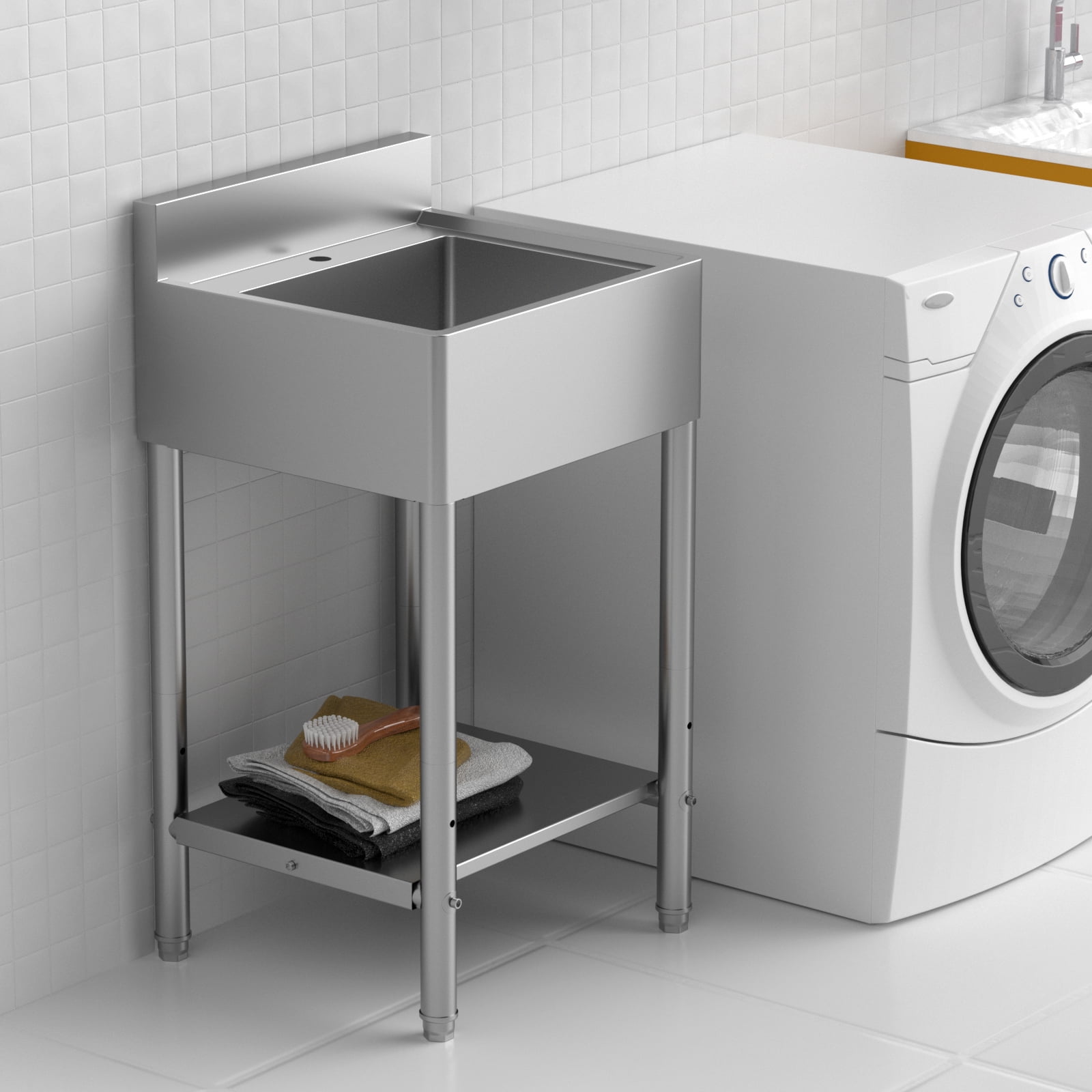 Zimtown Freestanding Laundry Sink, Single Bowl Utility Sink, Commercial