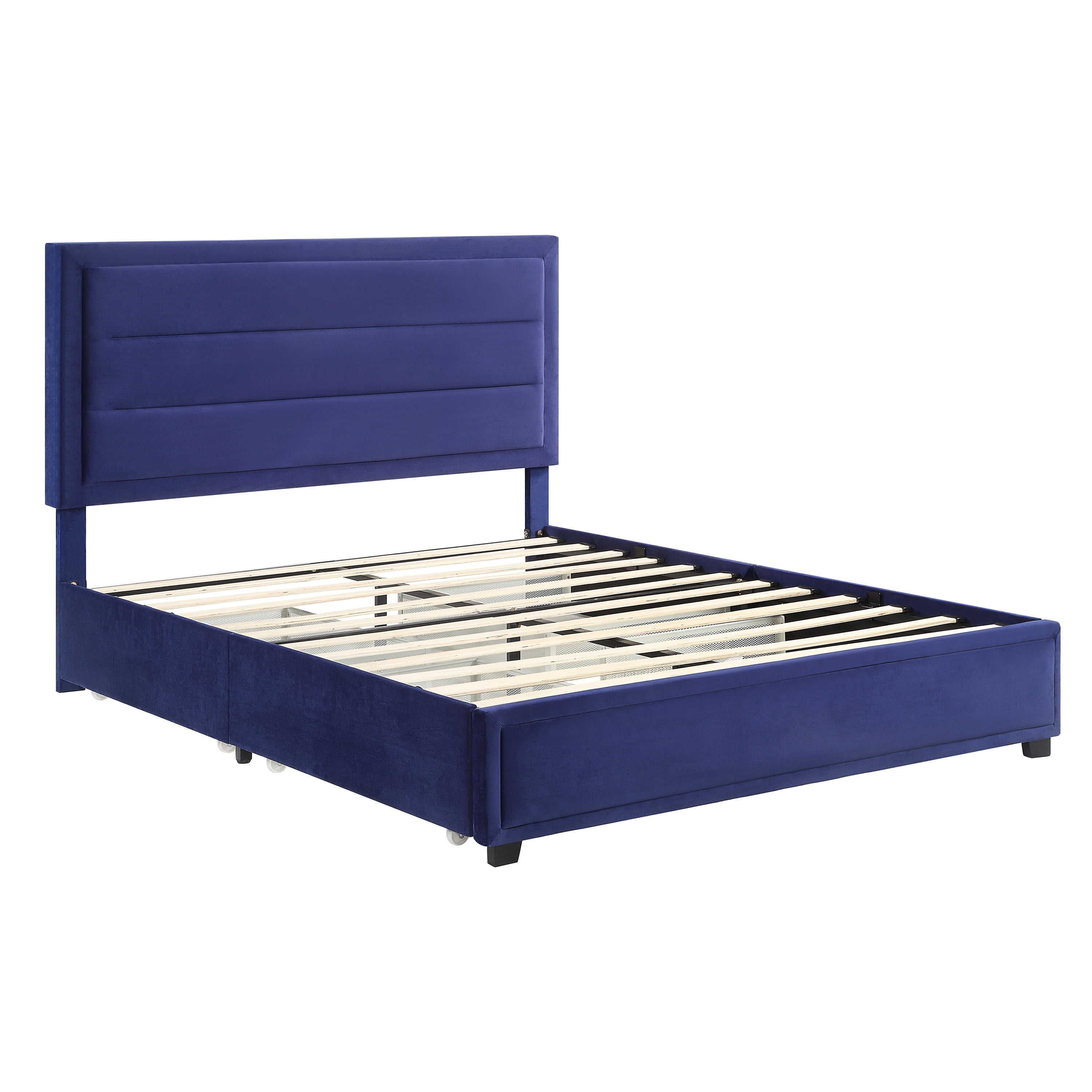 Furniture of America Harper Fabric Storage Bed, Navy, Queen