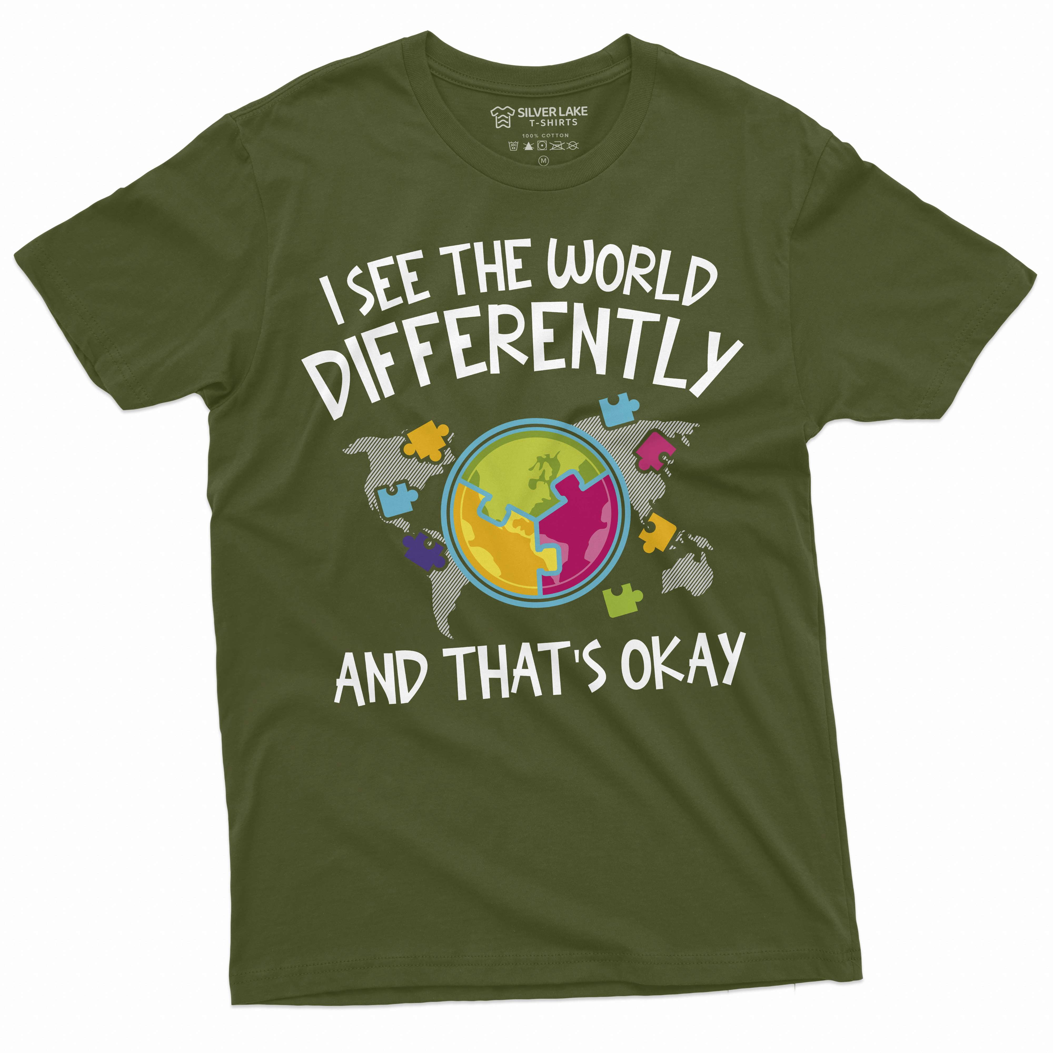 Autism T-shirt Autism Awareness day Seeing the world differently Tee Shirt Autistic Autism shirts (XX-Large Black)