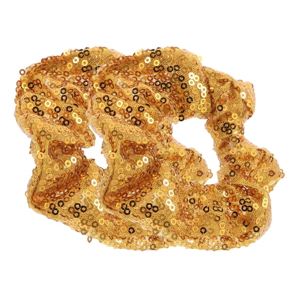 HONMEET Set of 2 Shiny Elastic Hair Bands with Decorative Scrunchies for Girls, Stylish Hair Accessories